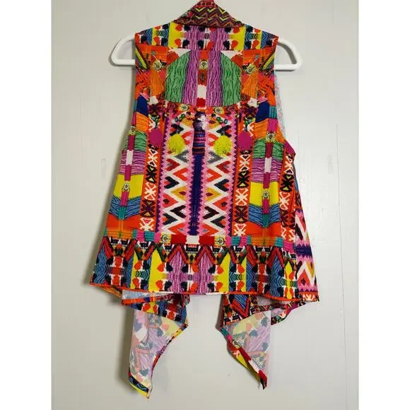Soft Surroundings Copa Cabana L/XL Colorful Open Drape Front Vest - Picture 2 of 5